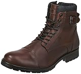 JACK & JONES JFWALBANY Leather STS, Biker Boots Hombre, Marrón(Brown Stone...